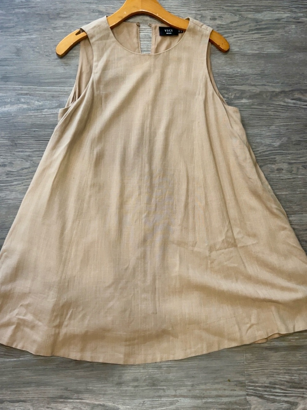 VICI Mini A-Line Sleeveless Dress in Light Beige